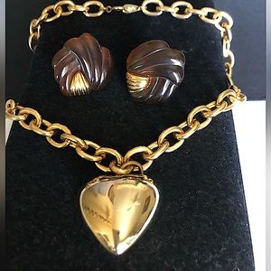 Golden heart choker and earrings